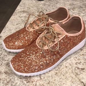 Rose gold glitter joggers